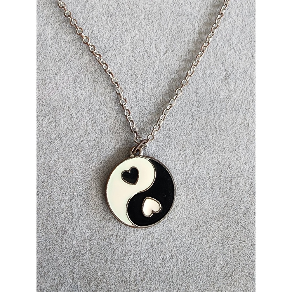 LOVISA Signed Yin And Yang Heart Necklace Shabby Sheik Mixed Metal FREE $HIP!